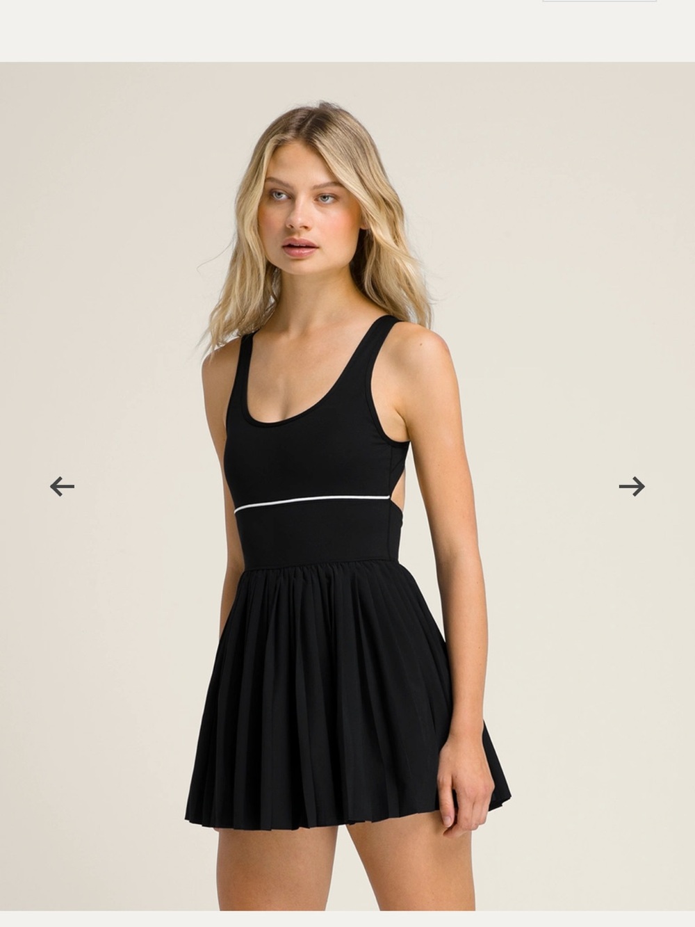 Black Scoop Neck Tennis Dress with Contrast Waist NWT - Picture 4 of 5
